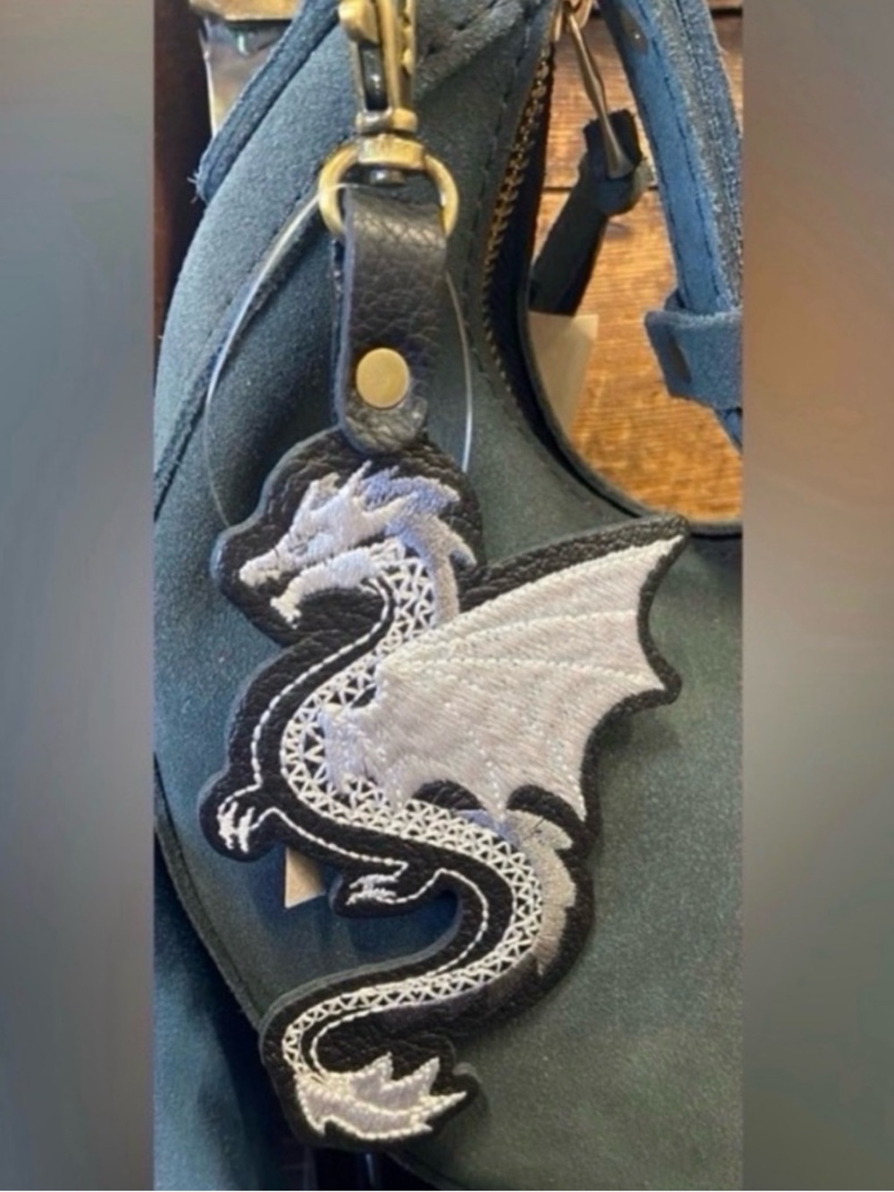 Portland Leather Pebbled Black Dragon Bag Charm Bag Flair - NEW
